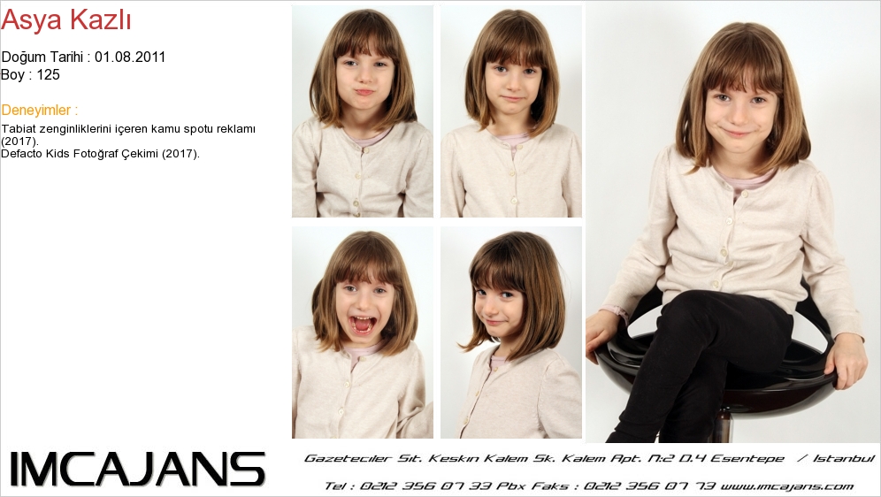 Defacto Kids Fotoraf ekiminde ocuk Modelimiz, Asya Kazl Yer Ald - IMC AJANS