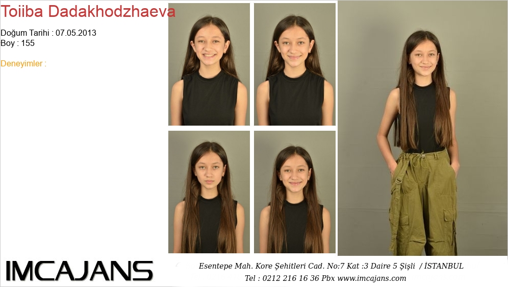 Toiiba Dadakhodzhaeva - IMC AJANS